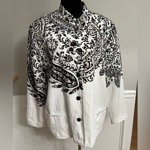 Alfred Dunner Black/White Jacket w/ Sequins/-Size 20